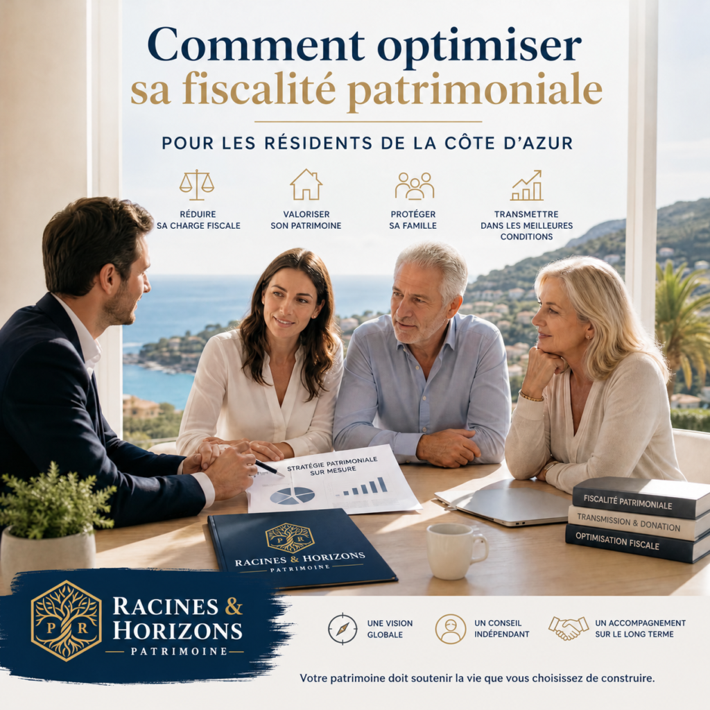 Réunion familiale avec notaire et conseiller patrimonial autour d’un plan de transmission successorale